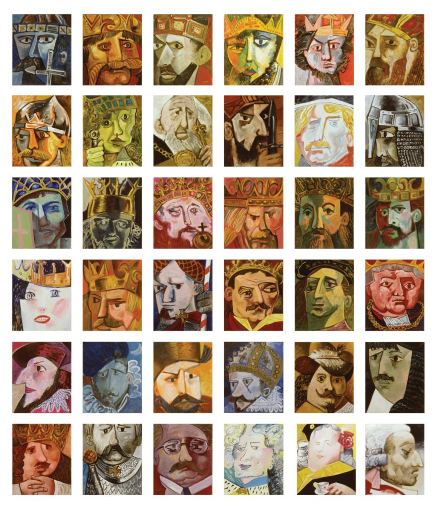 Wojciech Fangor: Cykl _Poczet Królów Polskich_, 1990