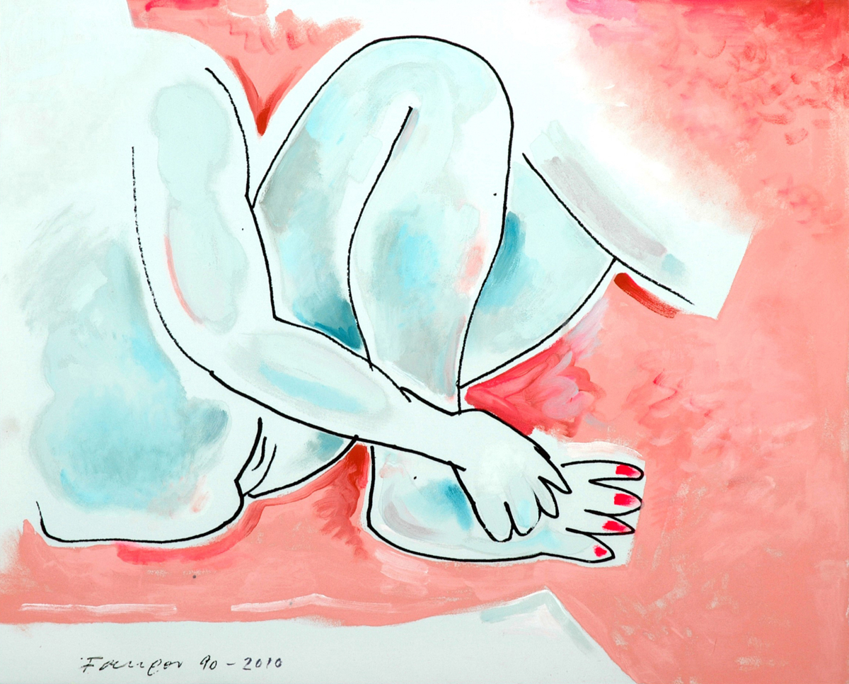 Wojciech Fangor: Blue nude on pink background, 1990-2010