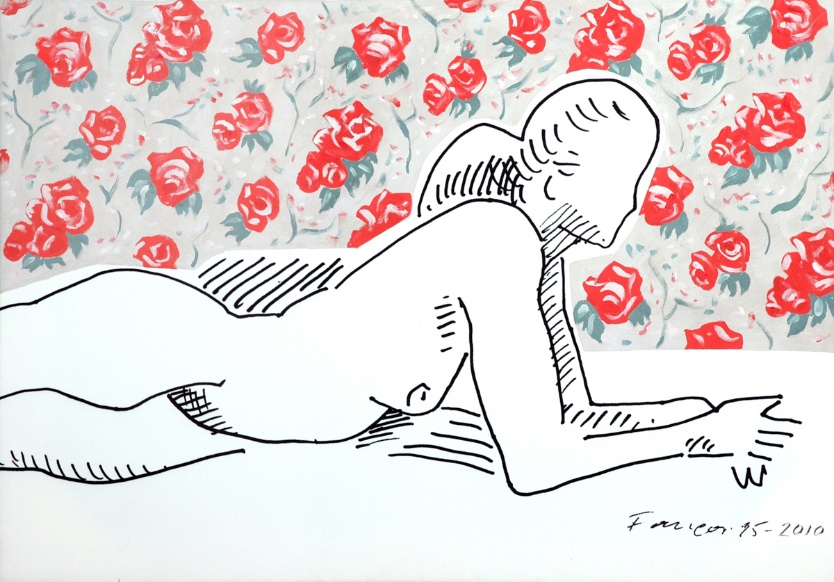 Wojciech Fangor: Nude in bedding / Nude (roses), 1995-2010