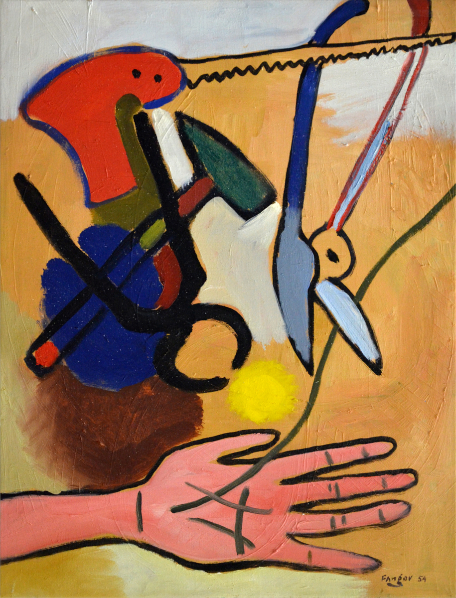Wojciech Fangor: Narzędzia z ręką, 1954