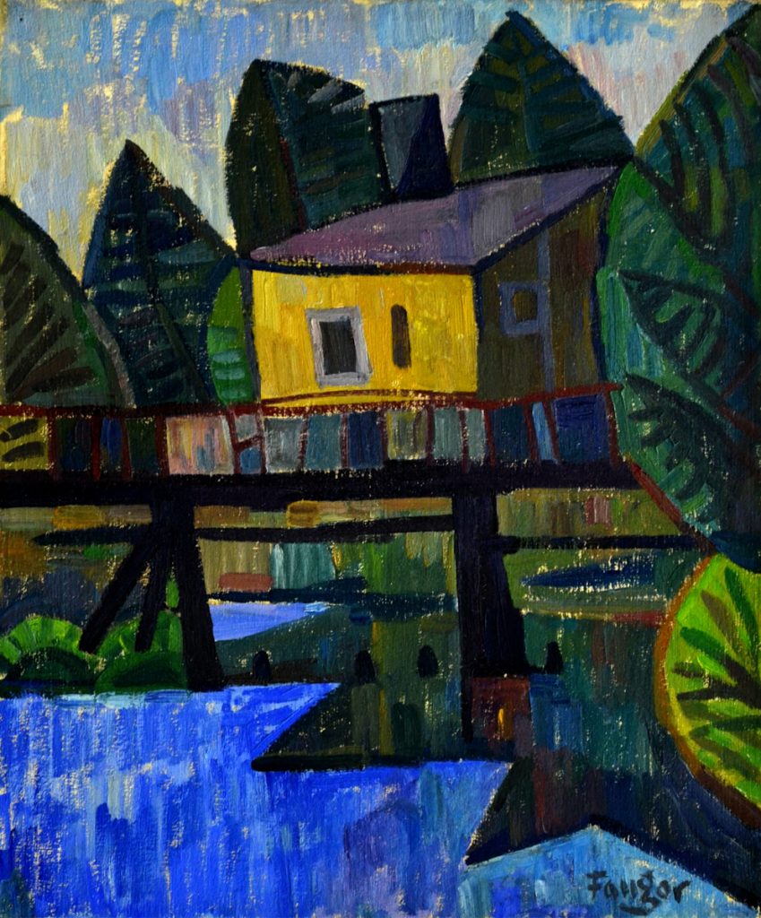Wojciech Fangor: _Pejzaż z domem_, 1948