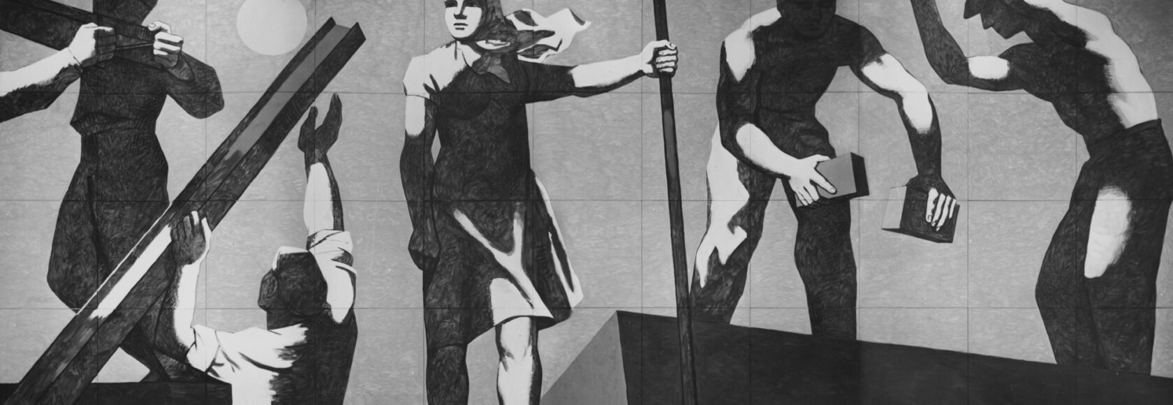 Wojciech Fangor: Karton do Paneau _Robotnicy_, 1953–1954