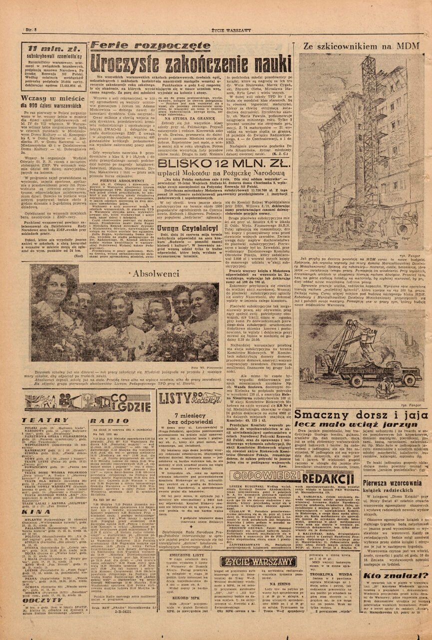 Wojciech Fangor: Ilustracja z serii _Ze szkicownikiem na MDM_, 1951